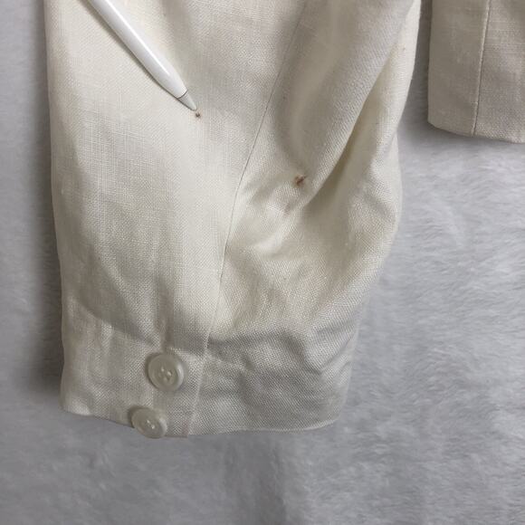 CW‎ CLIFFORD & WILLS Petites 100% Linen Jacket Sz 10P White Academia Office - Picture 14 of 15